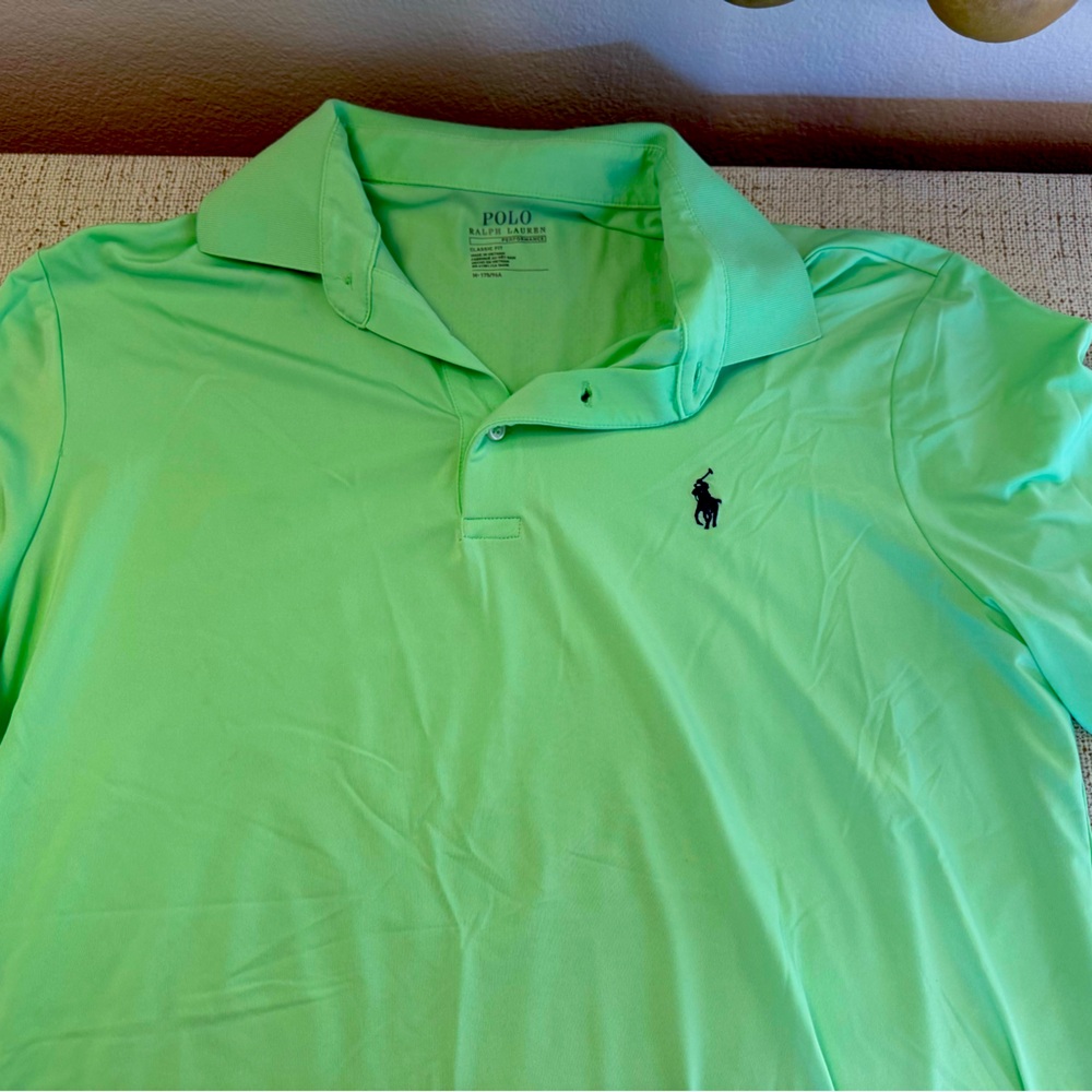 Mens RLP SZ Medium Performance Short Sleeve Polo. Bright Green. - Picture 2 of 3